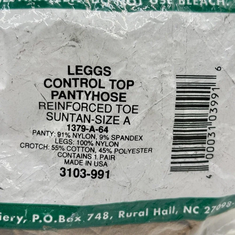 Vtg 90s NOS L'eggs Control Top Pantyhose Suntan Size A 1 Pair 3103991